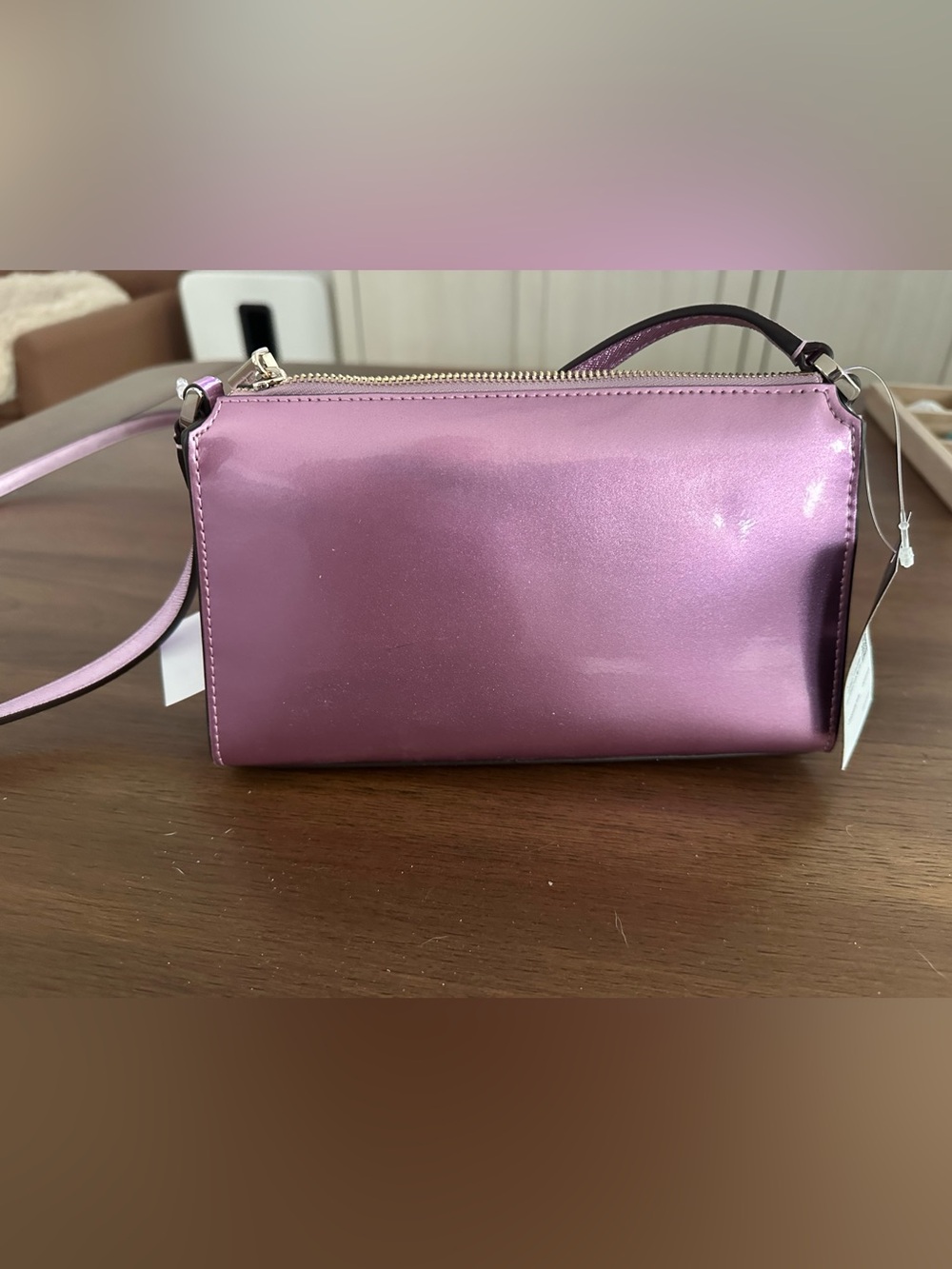 Lavender Kate Spade Shimmer Crossbody Bag with Gold Accent - Picture 8 of 9
